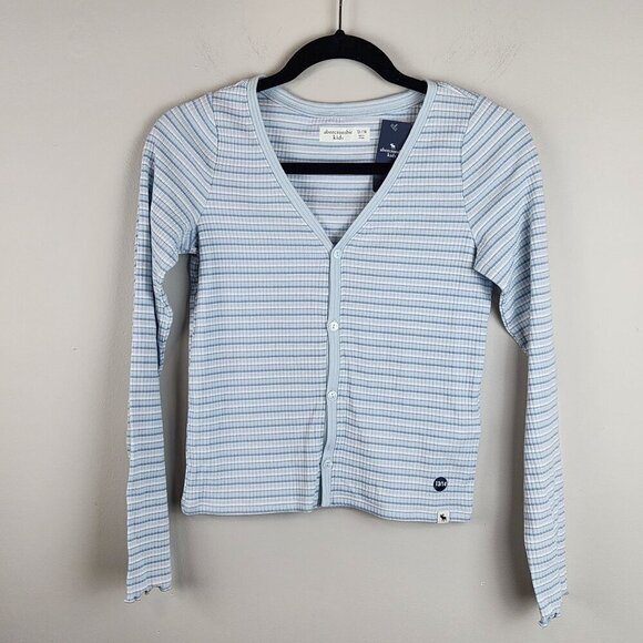 Abercrombie Kids girls 13 / 14 cropped long sleeve cardigan New blue - Picture 1 of 11